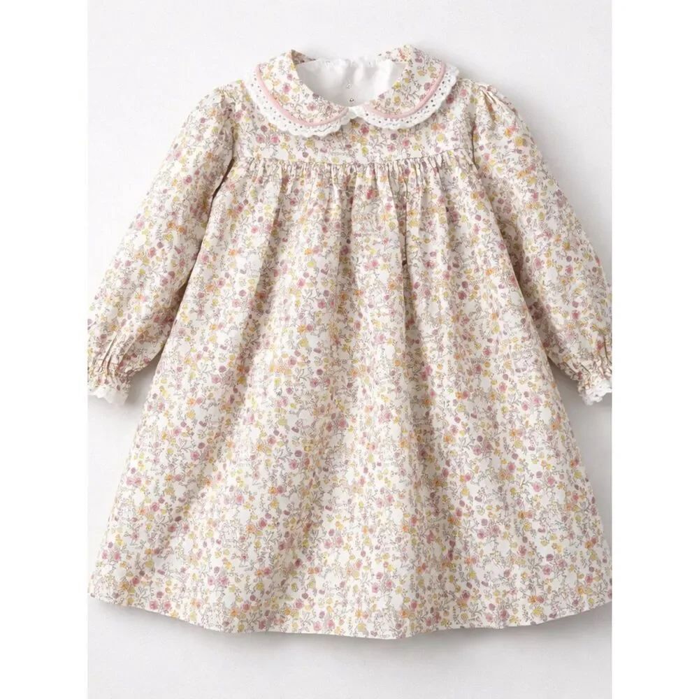 James and Lottie Floral Long Sleeve Baby Dress - Pink & Yellow size 2T